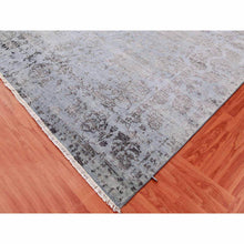 Load image into Gallery viewer, 8&#39;10&quot;x11&#39;9&quot; Silver Gray, Wool And Silk Hand Knotted, Broken Erased Persian Tabriz Design, Oriental Rug FWR475668