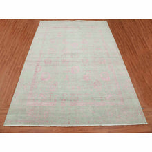 Load image into Gallery viewer, 9&#39;x11&#39;10&quot; Sage Gray With Touches Of Pink, Broken Erased Persian Design Wool And Silk Hand Knotted, Oriental Rug FWR475704