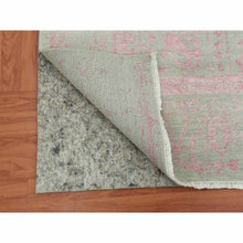 Load image into Gallery viewer, 9&#39;x11&#39;10&quot; Sage Gray With Touches Of Pink, Broken Erased Persian Design Wool And Silk Hand Knotted, Oriental Rug FWR475704
