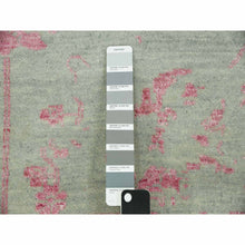 Load image into Gallery viewer, 9&#39;x11&#39;10&quot; Sage Gray With Touches Of Pink, Broken Erased Persian Design Wool And Silk Hand Knotted, Oriental Rug FWR475704