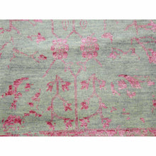 Load image into Gallery viewer, 9&#39;x11&#39;10&quot; Sage Gray With Touches Of Pink, Broken Erased Persian Design Wool And Silk Hand Knotted, Oriental Rug FWR475704
