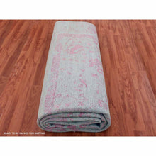 Load image into Gallery viewer, 9&#39;x11&#39;10&quot; Sage Gray With Touches Of Pink, Broken Erased Persian Design Wool And Silk Hand Knotted, Oriental Rug FWR475704