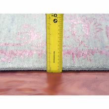 Load image into Gallery viewer, 9&#39;x11&#39;10&quot; Sage Gray With Touches Of Pink, Broken Erased Persian Design Wool And Silk Hand Knotted, Oriental Rug FWR475704
