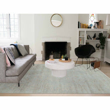 Load image into Gallery viewer, 9&#39;x12&#39; Ash Gray With Touches Of Copper, Broken Erased Persian Serapi Design, Wool And Silk Hand Knotted, Oriental Rug FWR475710