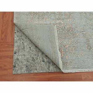 9'x12' Ash Gray With Touches Of Copper, Broken Erased Persian Serapi Design, Wool And Silk Hand Knotted, Oriental Rug FWR475710