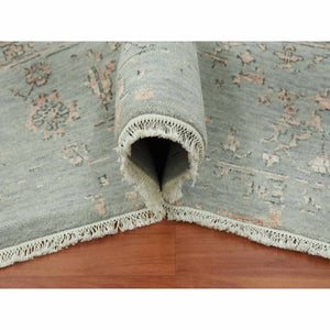 9'x12' Ash Gray With Touches Of Copper, Broken Erased Persian Serapi Design, Wool And Silk Hand Knotted, Oriental Rug FWR475710