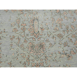 9'x12' Ash Gray With Touches Of Copper, Broken Erased Persian Serapi Design, Wool And Silk Hand Knotted, Oriental Rug FWR475710