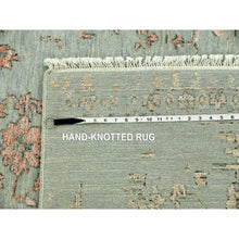 Load image into Gallery viewer, 9&#39;x12&#39; Ash Gray With Touches Of Copper, Broken Erased Persian Serapi Design, Wool And Silk Hand Knotted, Oriental Rug FWR475710