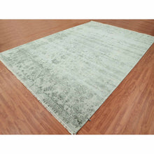 Load image into Gallery viewer, 9&#39;10&quot;x14&#39;3&quot; Gainsboro Gray, Wool And Silk Hand Knotted, Broken Persian Erased Heriz Design, Oriental Rug FWR475728