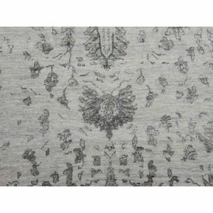 9'10"x14'3" Gainsboro Gray, Wool And Silk Hand Knotted, Broken Persian Erased Heriz Design, Oriental Rug FWR475728