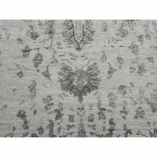 Load image into Gallery viewer, 9&#39;10&quot;x14&#39;3&quot; Gainsboro Gray, Wool And Silk Hand Knotted, Broken Persian Erased Heriz Design, Oriental Rug FWR475728