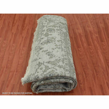 Load image into Gallery viewer, 9&#39;10&quot;x14&#39;3&quot; Gainsboro Gray, Wool And Silk Hand Knotted, Broken Persian Erased Heriz Design, Oriental Rug FWR475728