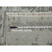 Load image into Gallery viewer, 9&#39;10&quot;x14&#39;3&quot; Gainsboro Gray, Wool And Silk Hand Knotted, Broken Persian Erased Heriz Design, Oriental Rug FWR475728