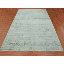 Load image into Gallery viewer, 9&#39;9&quot;x13&#39;7&quot; Sage Gray, Hand Knotted Broken Persian Erased Vase Design, Tone On Tone Wool And Silk, Oriental Rug FWR475734