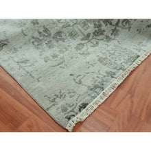 Load image into Gallery viewer, 9&#39;9&quot;x13&#39;7&quot; Sage Gray, Hand Knotted Broken Persian Erased Vase Design, Tone On Tone Wool And Silk, Oriental Rug FWR475734
