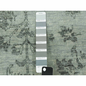 9'9"x13'7" Sage Gray, Hand Knotted Broken Persian Erased Vase Design, Tone On Tone Wool And Silk, Oriental Rug FWR475734