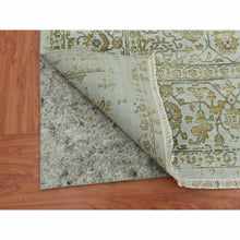 Load image into Gallery viewer, 10&#39;x14&#39; Gray With Touches Of Gold, Hand Knotted Broken Persian Erased Heriz Design, Wool And Silk, Oriental Rug FWR475740