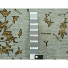 Load image into Gallery viewer, 10&#39;x14&#39; Gray With Touches Of Gold, Hand Knotted Broken Persian Erased Heriz Design, Wool And Silk, Oriental Rug FWR475740