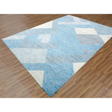 Load image into Gallery viewer, 9&#39;x12&#39;1&quot; Little Boy Blue, Geometric Art Deco Collection Soft Pile, Organic Wool Hand Knotted, Oriental Rug FWR475752