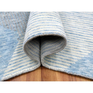 9'x12'1" Little Boy Blue, Geometric Art Deco Collection Soft Pile, Organic Wool Hand Knotted, Oriental Rug FWR475752