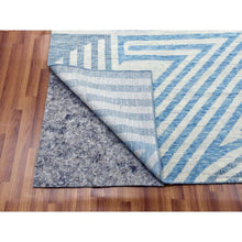 Load image into Gallery viewer, 9&#39;x12&#39; Steel Blue, Hand Knotted Geometric Art Deco Collection, Soft To The Touch Pure Wool, Oriental Rug FWR475758
