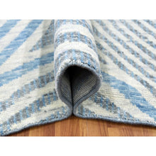 Load image into Gallery viewer, 9&#39;x12&#39; Steel Blue, Hand Knotted Geometric Art Deco Collection, Soft To The Touch Pure Wool, Oriental Rug FWR475758
