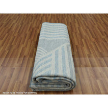 Load image into Gallery viewer, 9&#39;x12&#39; Steel Blue, Hand Knotted Geometric Art Deco Collection, Soft To The Touch Pure Wool, Oriental Rug FWR475758