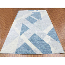 Load image into Gallery viewer, 9&#39;2&quot;x12&#39;3&quot; Steel Blue, Soft Pile Organic Wool, Hand Knotted Geometric Art Deco Collection, Oriental Rug FWR475764