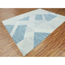 Load image into Gallery viewer, 9&#39;2&quot;x12&#39;3&quot; Steel Blue, Soft Pile Organic Wool, Hand Knotted Geometric Art Deco Collection, Oriental Rug FWR475764