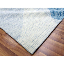 Load image into Gallery viewer, 9&#39;2&quot;x12&#39;3&quot; Steel Blue, Soft Pile Organic Wool, Hand Knotted Geometric Art Deco Collection, Oriental Rug FWR475764