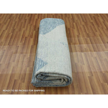 Load image into Gallery viewer, 9&#39;2&quot;x12&#39;3&quot; Steel Blue, Soft Pile Organic Wool, Hand Knotted Geometric Art Deco Collection, Oriental Rug FWR475764