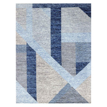 Load image into Gallery viewer, 9&#39;2&quot;x11&#39;10&quot; Beau Blue, Geometric Art Deco Collection Soft to the Touch, Soft Wool Hand Knotted, Oriental Rug FWR475770