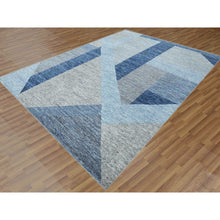 Load image into Gallery viewer, 9&#39;2&quot;x11&#39;10&quot; Beau Blue, Geometric Art Deco Collection Soft to the Touch, Soft Wool Hand Knotted, Oriental Rug FWR475770