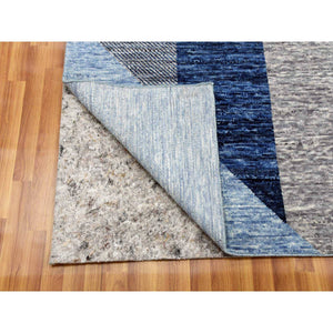 9'2"x11'10" Beau Blue, Geometric Art Deco Collection Soft to the Touch, Soft Wool Hand Knotted, Oriental Rug FWR475770