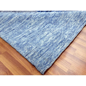 9'2"x11'10" Beau Blue, Geometric Art Deco Collection Soft to the Touch, Soft Wool Hand Knotted, Oriental Rug FWR475770