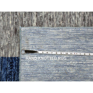 9'2"x11'10" Beau Blue, Geometric Art Deco Collection Soft to the Touch, Soft Wool Hand Knotted, Oriental Rug FWR475770