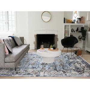 9'2"x12'4" Ash Gray, Modern Tabriz Design Soft And Supple, Pure Wool Hand Knotted, Oriental Rug FWR475824