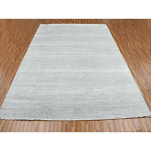 Load image into Gallery viewer, 9&#39;x12&#39;1&quot; Battleship Gray, Wool And Silk Hand Knotted, Grass Design Dense Weave, Tone On Tone Soft To Touch, Oriental Rug FWR475842