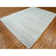 Load image into Gallery viewer, 9&#39;x12&#39;1&quot; Battleship Gray, Wool And Silk Hand Knotted, Grass Design Dense Weave, Tone On Tone Soft To Touch, Oriental Rug FWR475842