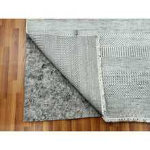Load image into Gallery viewer, 9&#39;x12&#39;1&quot; Battleship Gray, Wool And Silk Hand Knotted, Grass Design Dense Weave, Tone On Tone Soft To Touch, Oriental Rug FWR475842