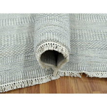 Load image into Gallery viewer, 9&#39;x12&#39;1&quot; Battleship Gray, Wool And Silk Hand Knotted, Grass Design Dense Weave, Tone On Tone Soft To Touch, Oriental Rug FWR475842