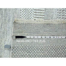 Load image into Gallery viewer, 9&#39;x12&#39;1&quot; Battleship Gray, Wool And Silk Hand Knotted, Grass Design Dense Weave, Tone On Tone Soft To Touch, Oriental Rug FWR475842