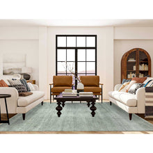 Load image into Gallery viewer, 8&#39;x10&#39; Ash Gray, Wool And Silk Hand Knotted, Grass Design Dense Weave, Tone On Tone Soft To The Touch, Oriental Rug FWR475890