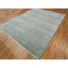 Load image into Gallery viewer, 8&#39;x10&#39; Ash Gray, Wool And Silk Hand Knotted, Grass Design Dense Weave, Tone On Tone Soft To The Touch, Oriental Rug FWR475890