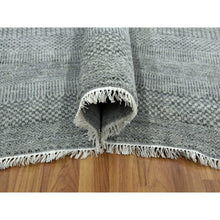 Load image into Gallery viewer, 8&#39;x10&#39; Ash Gray, Wool And Silk Hand Knotted, Grass Design Dense Weave, Tone On Tone Soft To The Touch, Oriental Rug FWR475890