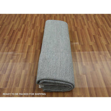 Load image into Gallery viewer, 8&#39;x10&#39; Ash Gray, Wool And Silk Hand Knotted, Grass Design Dense Weave, Tone On Tone Soft To The Touch, Oriental Rug FWR475890