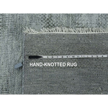 Load image into Gallery viewer, 8&#39;x10&#39; Ash Gray, Wool And Silk Hand Knotted, Grass Design Dense Weave, Tone On Tone Soft To The Touch, Oriental Rug FWR475890