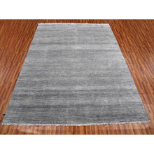 Load image into Gallery viewer, 8&#39;x10&#39;2&quot; Ash Gray, Hand Knotted Grass Design, Densely Woven Tone On Tone, Soft To The Touch Wool And Silk, Oriental Rug FWR475902