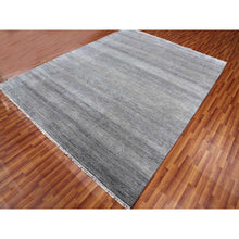 Load image into Gallery viewer, 8&#39;x10&#39;2&quot; Ash Gray, Hand Knotted Grass Design, Densely Woven Tone On Tone, Soft To The Touch Wool And Silk, Oriental Rug FWR475902