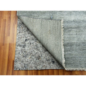 8'x10'2" Ash Gray, Hand Knotted Grass Design, Densely Woven Tone On Tone, Soft To The Touch Wool And Silk, Oriental Rug FWR475902